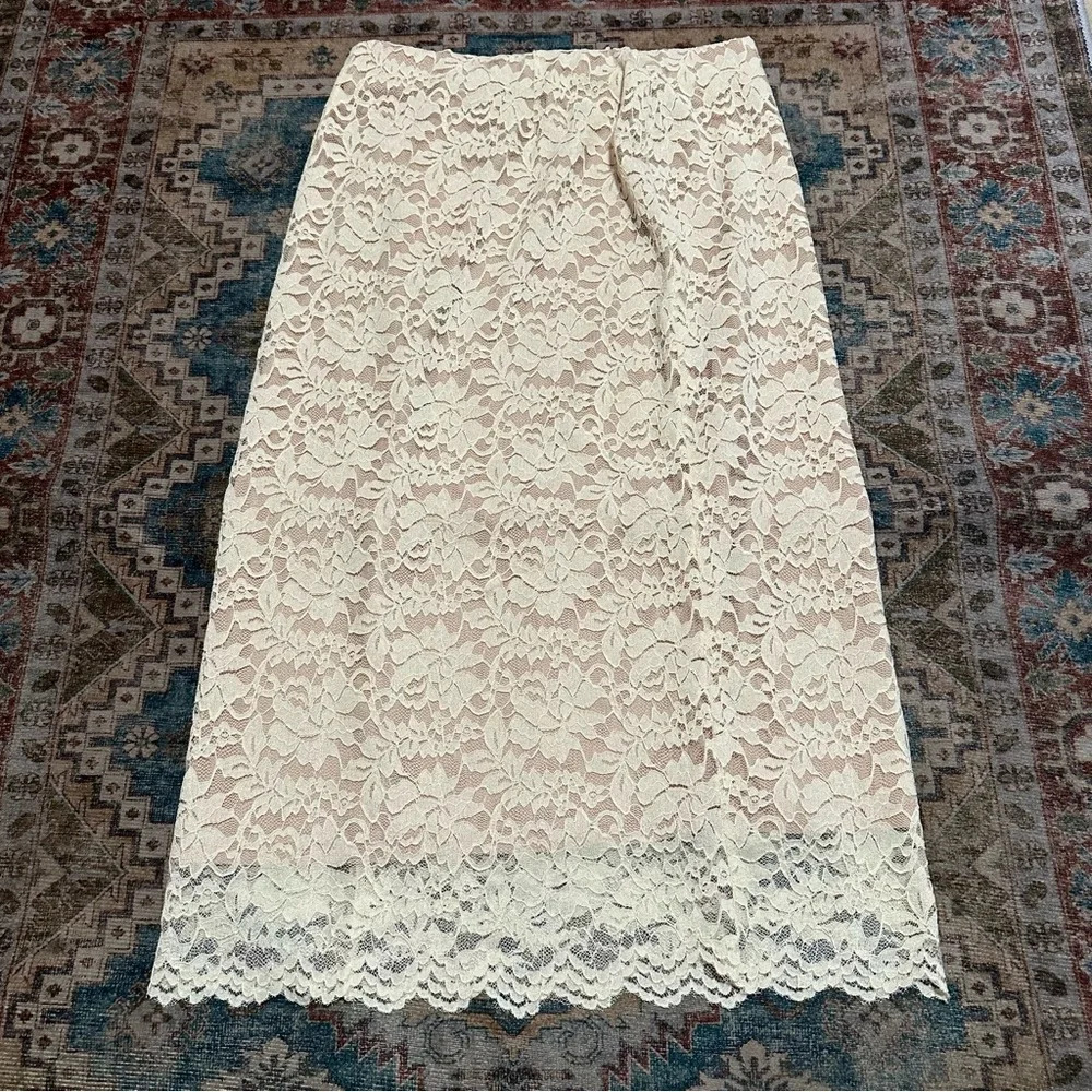 NWT Skies are Blue• Cream and nude lace midi skirt size extra small XS NEW - Picture 13 of 14